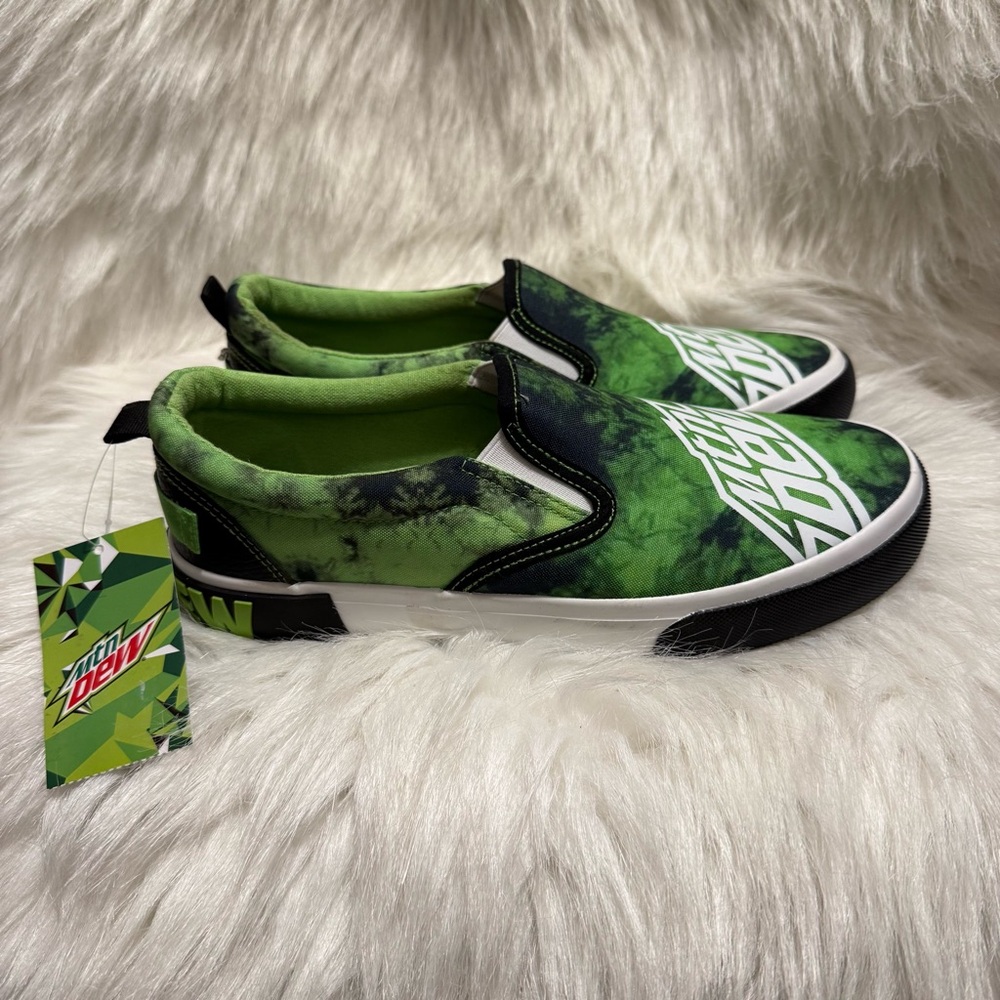 Mountain Dew Slip-On Sneakers Men’s Size 7 Green-White New